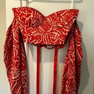 Orange off the shoulder crop top